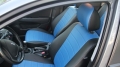 Авточехлы из экокожи в черном + синем цвете