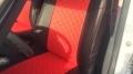 Авточехлы из экокожи Ромб в красном цвете